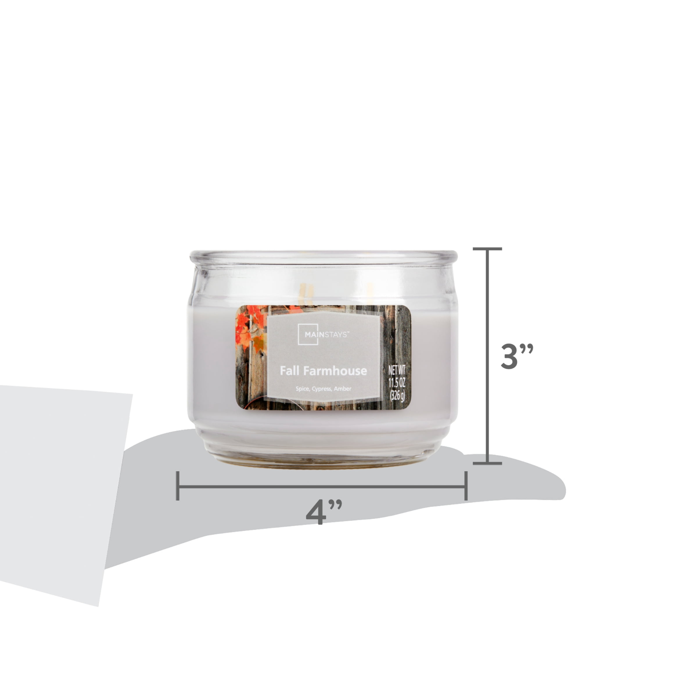 Mainstays Fall Farmhouse Scented 3-Wick Glass Jar Candle, 11.5 oz