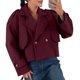 thumbnail image 3 of Gabardina Corta para Mujer, con Doble Botonadura y Cuello de Solapa, Chaqueta Corta de Larga para Otoño e Invierno Vino Tinto XL, 3 of 7