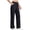 Black, variant on Women Straight Leg Windbreaker Pants Outdoor Hiking Long Pants Drawstring Elastic Waist Trousers Solid Casual Loose Track Pants