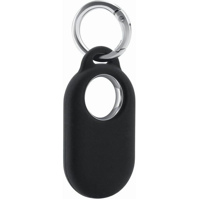 Smart Tag 2 Case Compatible with Samsung Galaxy SmartTag2 Cover Silicone SmartTag2 Holder with Keychain for Pet Collar Key Bag Luggage (Black)