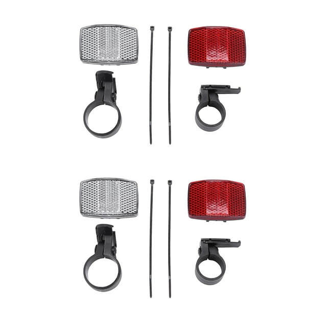2 Pair Cycle Bicycle Bike Light Reflector Rear Front For Handlebar & Saddle Bar,2 Pair x Bike Light reflectors,red&silver