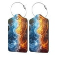 thumbnail image 5 of Rocae Red And Blue Flame Waves for Leather Luggage Baggage Tags ID Label Privacy Cover ID Label with Stainless Steel Loop and Address Card, 5 of 5