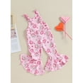 thumbnail image 3 of Suealasg Toddler Girl Valentine's Day Suspender Overalls Pants 6M 1T 2T 3T 4T Kids Girl Donut Print Sleeveless Flared Romper Jumpsuit One Piece Bodysuit Clothes for Children Girl, 3 of 9