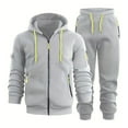 thumbnail image 2 of mihongmao Mens 2 Piece Outfits Sweatsuits Men 2 Piece Outfit Drawstring Zip Up Hoodie Matching Waist Sweatpants Sets Gray M, 2 of 8