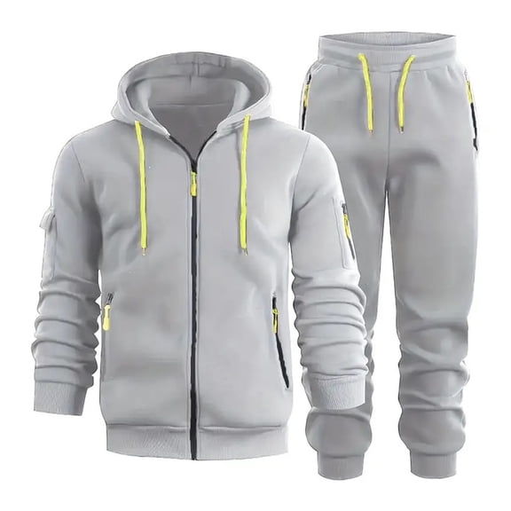Gamivast Athletic Tracksuit for Men Full Zip Hooded Jacket and Sweatpants Set Warm Fleece Lined Outfit with Zipper Pockets for Gym Running Sport Wear