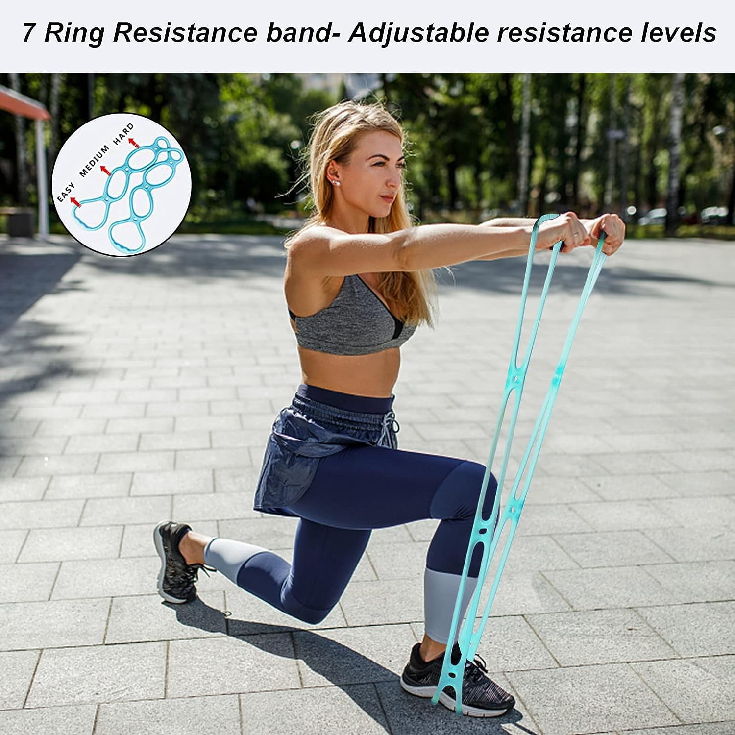 JJEAN-7 Ring Stretch Resistance Exercise Band, Miracle Miles Band, Yoga Stretching, Arm, Shoulders Foot, Leg Fitness Home Gym Physical Therapy Band