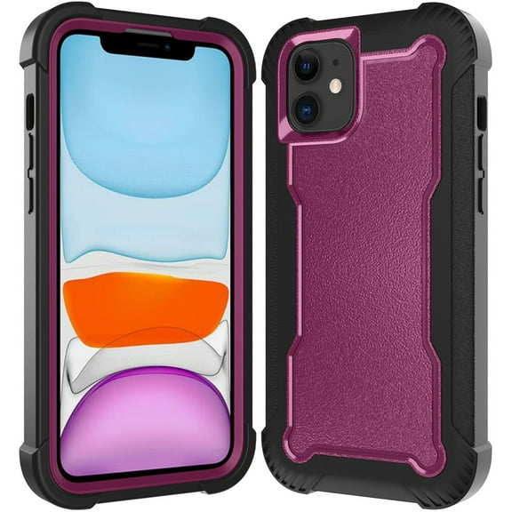 For Apple iPhone 16 (6.1") Tough Hybrid Shockproof Hybrid PC   TPU Bumper Frame Rubber Drop Proof 3in1 Armor Full Body Cover, XPM Phone Case [Burgundy]