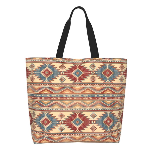 Disketp Traditional Tribal Aztec Bolsa Tote Estampada para Mujer, Bolso de Hombro y de Mano para Compras y Viajes