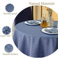 thumbnail image 3 of Mebakuk Round Table Cloth Linen Farmhouse Tablecloth Spill-Proof Antiwrinkle and Shrink Proof Tablecloth Decorative Fabric Table Cover for Dining and Outdoor Use (70 inch Round (4-6 Seats) Denim Blue), 3 of 6