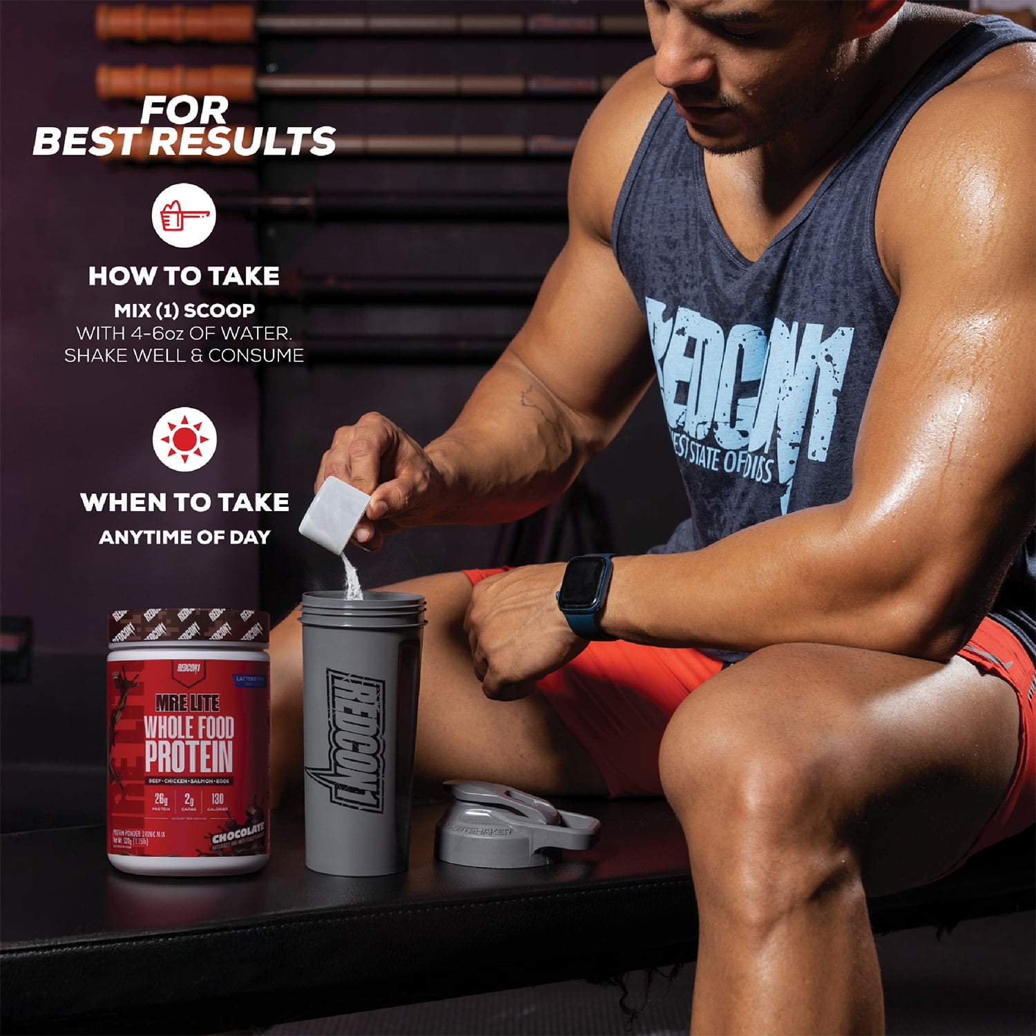 REDCON1 MRE LITE Whole Food Protein Powder, Chocolate, Whey & Lactose Free Meal Replacement, Easy to Digest, 16 Servings