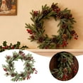 thumbnail image 2 of 14 Inch Artificial Christmas Wreath with Red Berries and Pine Cones Xmas Wreath for Front Door Winter Wall Outdoor Home Holiday Decorations Christmas Decor, 2 of 6