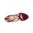 thumbnail image 4 of BLISSFUL STEP Women Crisscross Ankle Strap Block Heel Sandals Burgundy 6, 4 of 7