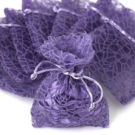 30 Purple Organza Lace Gift Bags 7 X 11 Party Favor Fabric Birthday Treat Goody Medium