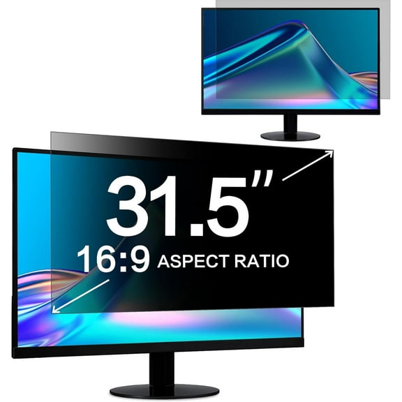 31.5 Inch Computer Privacy Screen Filter for 16:9 Widescreen Computer Monitor 27.49"x15.46", Computer Screen Privacy Shield and Anti Blue Light Anti Glare Screen Protector