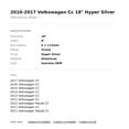 thumbnail image 3 of 2010-2017 Volkswagen Cc 18" Hyper Silver OEM Factory Wheel Rim 1K8601025E88Z, 3 of 3