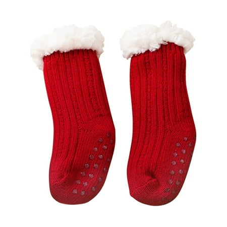 

Utoimkio Toddler Baby Sock Shoes Soft Rubber Sole Non-slip Floor Socks Super Thick Wool Lamb Velvet Children s Floor Socks Solid Color Plus Velvet Baby Socks Non-slip Baby Floor Socks