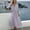 Purple, variant on Josdec Women's V-Neck Lace Trim Dresses 3/4 Sleeve Empire Waist A-Line Solid Color Cotton Linen Casual Dress for Weekend Outings Wear S-XXL