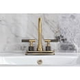 thumbnail image 3 of Kingston Brass KS6643KNL Knurled Double-Handle 3-Hole Deck Mount 4-Inch Centerset Bathroom Faucet with Brass Pop-Up in Antique Brass, 3 of 8