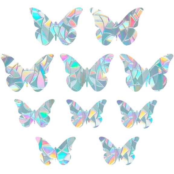 10Pcs Rainbow Window Clings 3D Decorative Window Film Butterfly Style Anti-Collision Window Stickers Door Window Static Cling for Kitchen Dining Room Bedroom