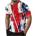 thumbnail image 1 of Top Casual Impreso de los Hombres, Camiseta de Cuello Redondo Botón de Manga Corta de Moda para Uso Al Aire Libre Y Diario, Camiseta de Invierno Cómoda, 1 of 8