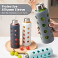 thumbnail image 4 of Glass Juice Bottles with Lids and Silicone Sleeves 18 oz, 4-Pack Reusable Clear Glass Water Bottles with Stainless Steel Airtight Cap for Juicing, Refrigerator, BPA Free Leak-Proof Drinking Jar, 4 of 11
