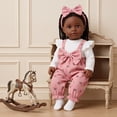 thumbnail image 4 of Yhmxh 11.8 Inch Doll Clothes Outfit Set, Floral Print Overalls with Ruffle Long‑Sleeve Top, Bow Headband & Socks, Fashion Doll Accessory Clothing for 12‑14 Inch Baby Dolls, 4 of 6