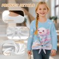 thumbnail image 6 of Xixirimido Axolotl Floral Balloon Blue Print Girls Casual Tunic Tops Knot Front Long Sleeve Loose Soft Blouse T-Shirt Cute Graphic Girls Shirts, Size 5-6, 6 of 7