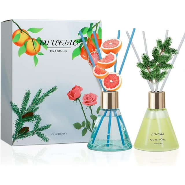 Cedar Grapefruit Reed Diffuser Set with 16 Fiber Sticks,200ml Scent Diffuser for Home Shelf Decor,Last Up 45 Days