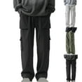 thumbnail image 1 of Styesk Men's Pants Men's Elastic Waist Tied Rope Multi Pocket Workwear Straight Tube Mid Waist Pants, 1 of 5