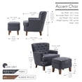 thumbnail image 2 of Porthos Home  Idir Accent Chair, Fabric Upholstery, Rubber Wood Legs Dark Grey - Ottoman Included, 2 of 5