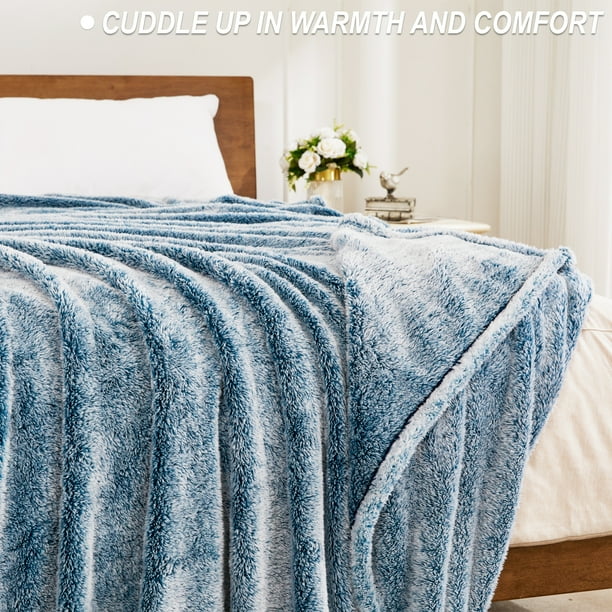 Exclusivo Mezcla Plush Fuzzy Fleece Queen Size Bed Blanket Super Soft Fluffy and Thick Blankets for Travel Bed and Couch Mixed Teal 90x90 inches Walmart Business Supplies