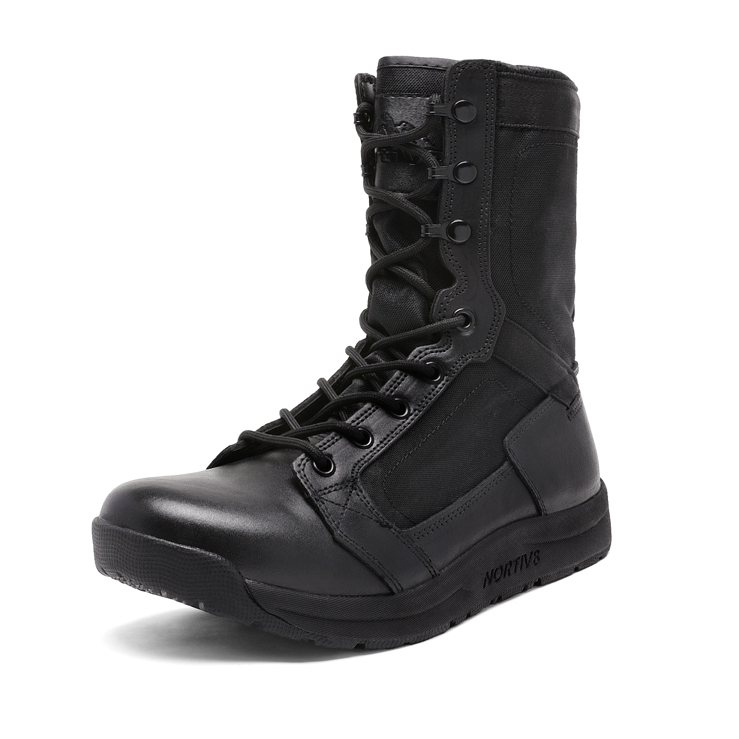 Nortiv 8 Men's Military Tactical Boots Lightweight Leather Work Boots Delta-high BLACK Size 8 - image 1 of 6
