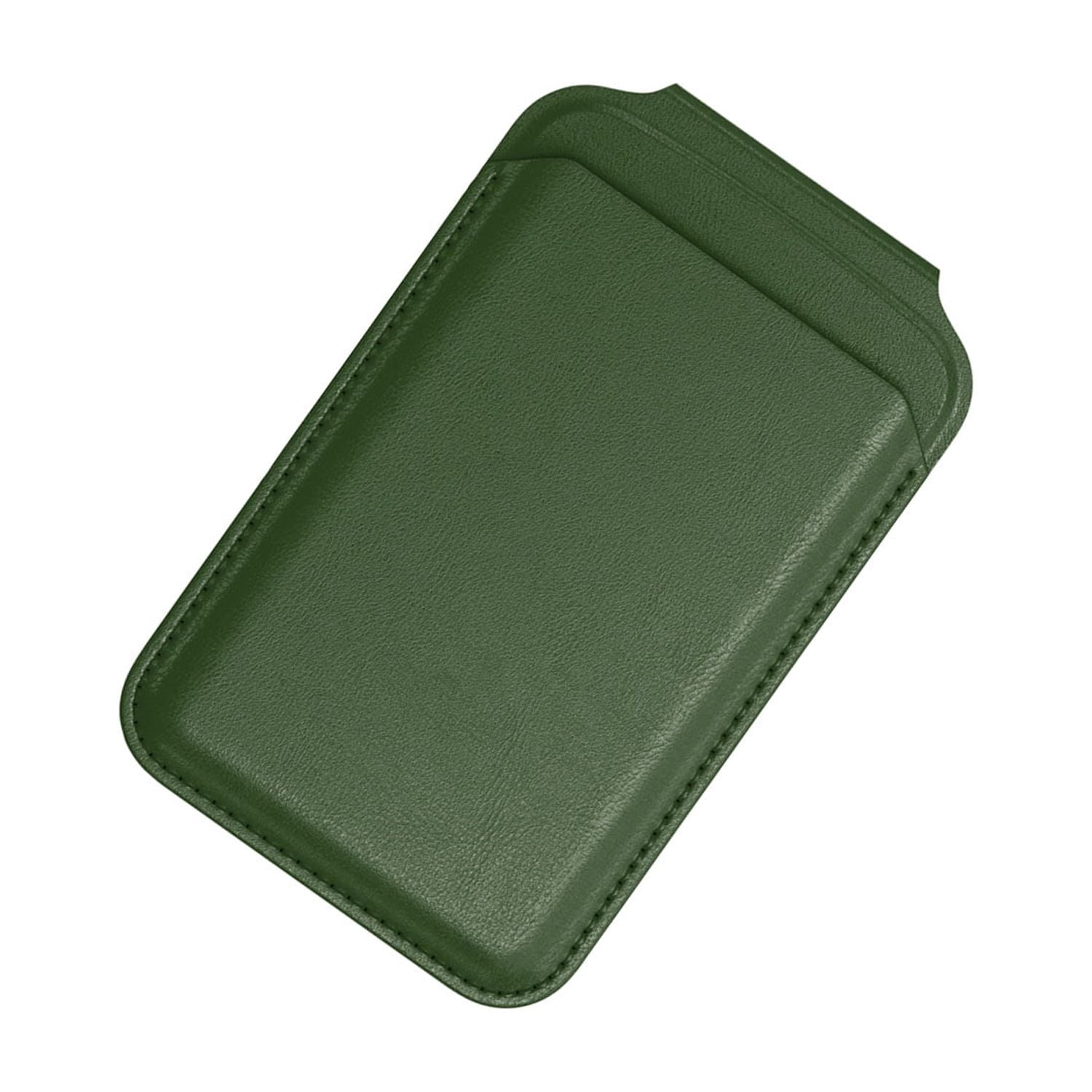Magnetic Leather Card Pocket Holder with Adjustable Stand - Green