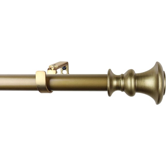 Urbanest Adjustable Single Curtain Rod Set Tavo Finials – 1 - Inch Diameter, With Renaissance Gold Rod, 28–48 Inches