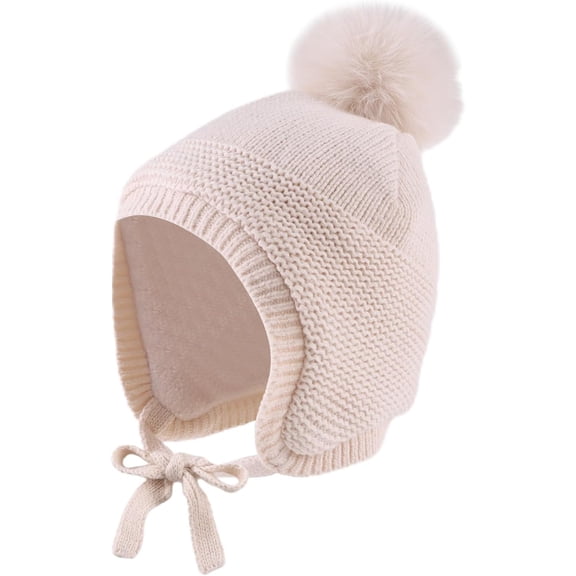 Basic Winter Baby Boys Beanie Pompom Knitted Girls Hat Kids Earflap Beanies Warm Infant Toddler Hats