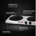 thumbnail image 2 of Doble quemador infrarrojo para encimera OVENTE BGI102S 1700W, 2 of 8