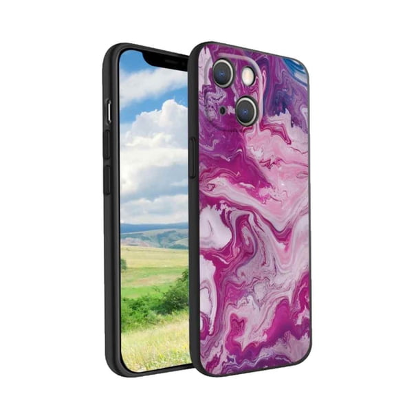 Compatible with iPhone 13 Phone Case, Pink-Marble-1 Case Men Women, Flexible Silicone Shockproof Case for iPhone 13