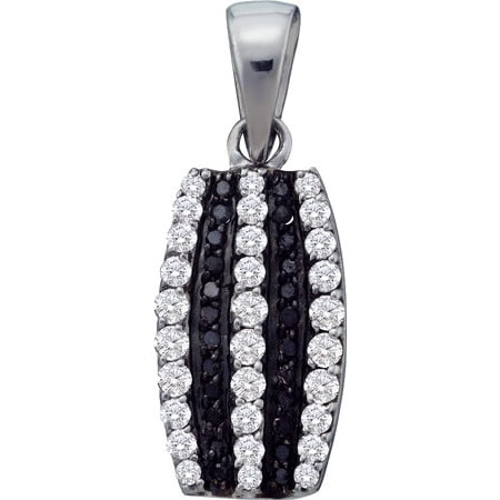 14K White Gold 0.39ctw Fancy Sleek Fashion Pave Diamond Ladies Fashion Pendant