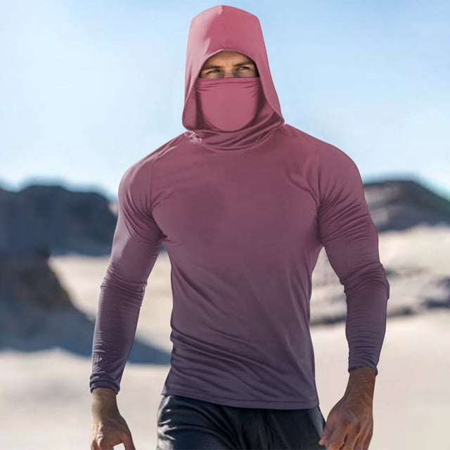 Handshe Chandail à Capuchon d'Été pour Homme à Imprimé Soleil, Léger et Respirant, Protection Solaire UPF 50+, Manches Longues, pour la Randonnée, la Course et les Activités de Plein Air, Grande Taille