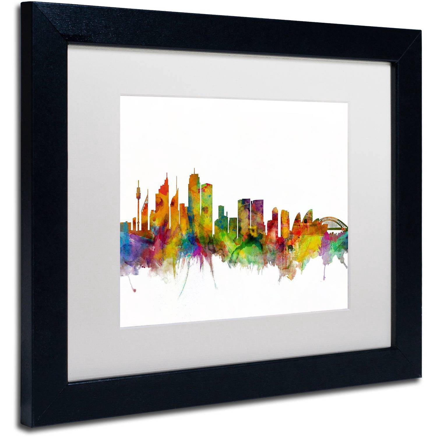 Trademark Fine Art "Sydney Australia Skyline IV" Canvas Art by Michael Tompsett White Matte, Black Frame
