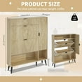 thumbnail image 2 of Shoe Storage Cabinet with 2 Flip Drawers, Narrow Shoe Cabinet for Entryway, Freestanding Slim Hidden Shoe Organizer Cabinet with Doors, Adjustable Shelf, Open Storage Space (Wood), 2 of 7