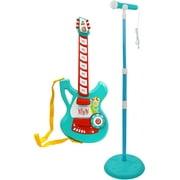 Jimmy's Toys Electric Guitar, Microphone, and Stand for Boys, Girls Battery Operated - Includes Songs, Instrument Sounds, and Shoulder Strap