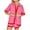 Hot Pink, variant on Fmbrln Womens Summer 2 Piece Sets Casual Color Block Turndown Collar Button Short Sleeve Shirts and Elastic Waist Shorts with Pockets Sets Lounge Comfy Vacation Outfits Hot Pink XL