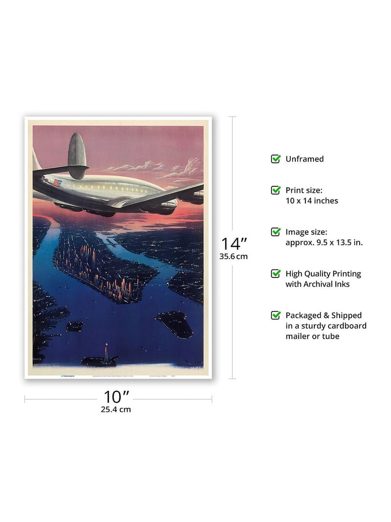 Manhattan New York City - Vintage Airline Travel Poster by Frank