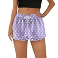 thumbnail image 3 of Women's Fleece Plaid Print Pajama Shorts - Fashionable Loose-Fit Casual Sleepwear, Light Purple Size L, 3 of 5