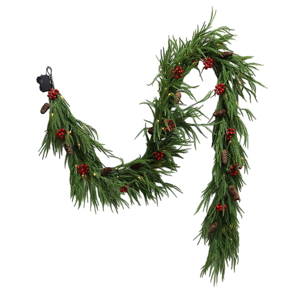 FEISHENTT Christmas Norfolk Pine Garlands,Artificial Norfolk Garlands, Real Touch Garland, Artificial Greenery Garland for Christmas Table Wall Fireplace