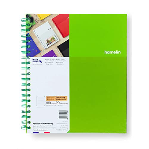Hamelin Notebook 1 Subject 8x10 Hard Cover Double Wire Spiral Notebook College Ruled 75shts/150 Pages ELECTRIC BLUE 
