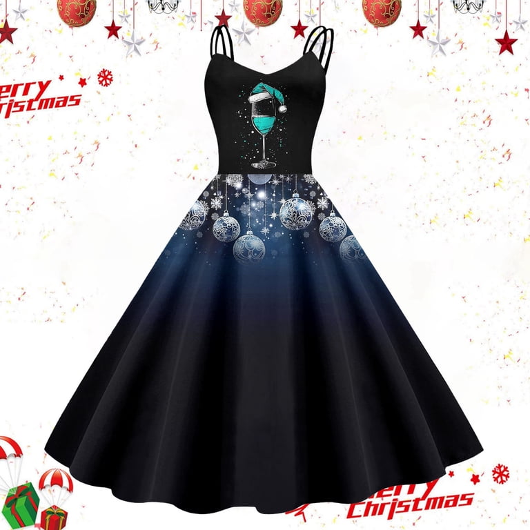 Womens Christmas Dress Womens Holiday Dresses Women's Fashionable Retro Christmas Printed Strap Zipper Casual Long Dress - Walmart.com Womens Christmas Dress Womens Holiday Dresses Women's Fashionable Retro Christmas Printed Strap Zipper Casual Long Dress - Walmart.com