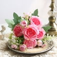 thumbnail image 5 of Silk roses, hydrangeas and lily bouquets decorate wedding parties. - dark pink, 5 of 5