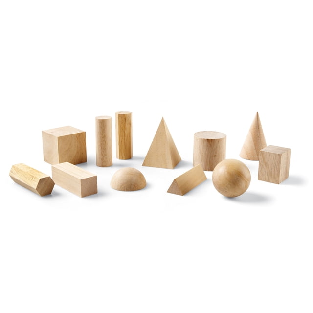 Learning Resources Solides Géométriques, Formes en Bois, Ensemble de 12 Formes Géométriques, 6 Ans et Plus, Multicolore